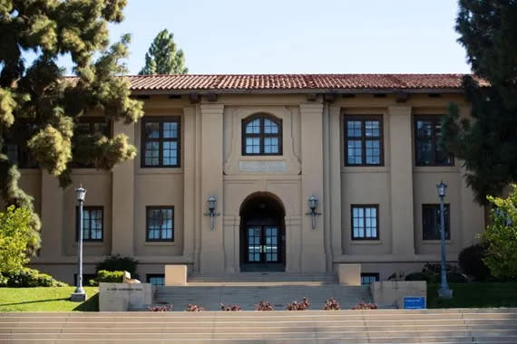 The iconic School of Business Anderson Hall, formerly the Citrus Experimentation building, constructed in 1917.