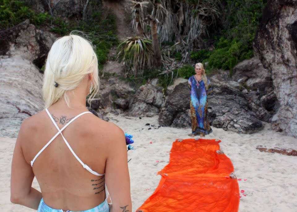 The 'love priestess' married herself on a Gold Coast beach earlier this year. Photo: Caters News