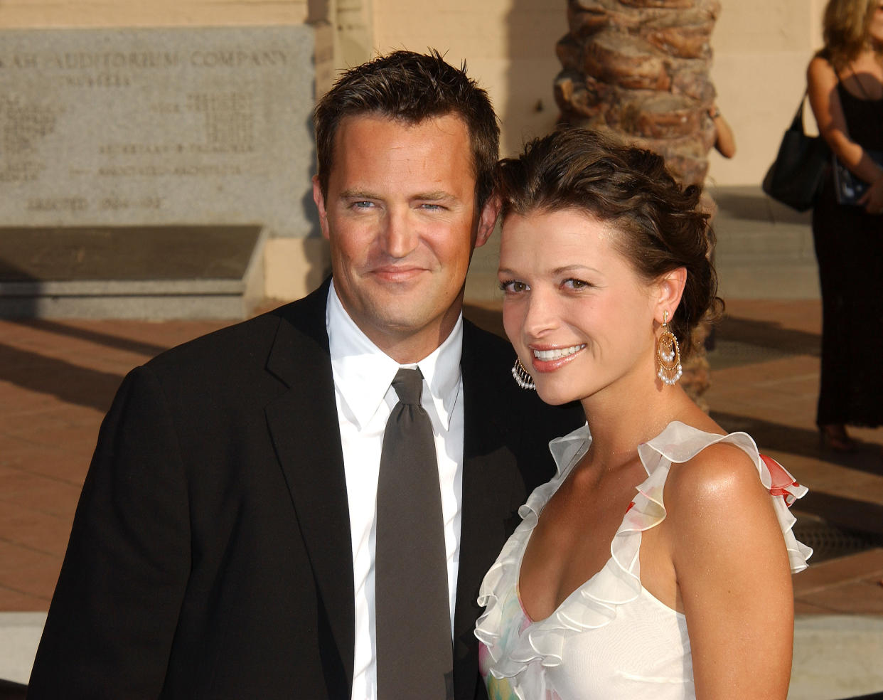 Matthew Perry & Rachel Dunn during 2003 Emmy Creative Arts Awards - Arrivals at Shrine Auditorium in Los Angeles, California, United States. (Photo by Gregg DeGuire/WireImage)