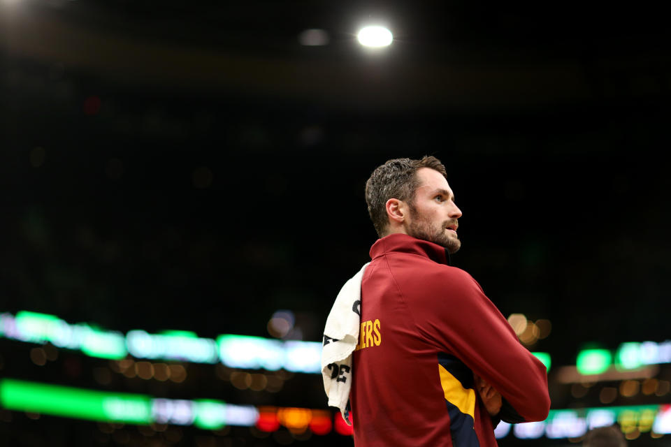 Cavaliers forward Kevin Love is maybe the best available player on the trade market. (Maddie Meyer/Getty Images)