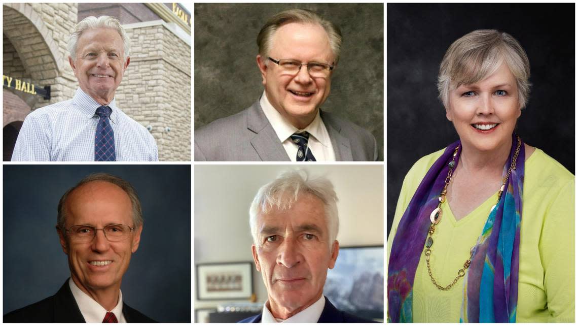 Ada County Commission candidates, clockwise from top left, in District 2: Stan Ridgeway and Rod Beck; in District 3: Patricia Nilsson, Tony Jones and Thomas Dayley.