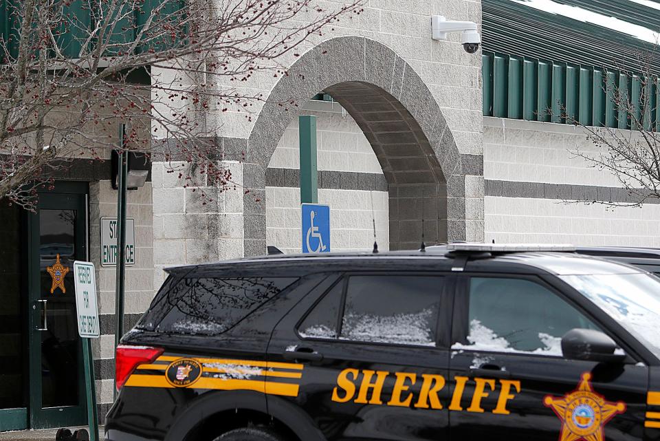 One of the new cameras at the Ashland County Jail and Sheriff Office is seen mounted near the employee on Friday, Jan. 21, 2022. This is a new location for one of the cameras as there wasn't one mounted there before they got the new cameras. TOM E. PUSKAR/TIMES-GAZETTE.COM