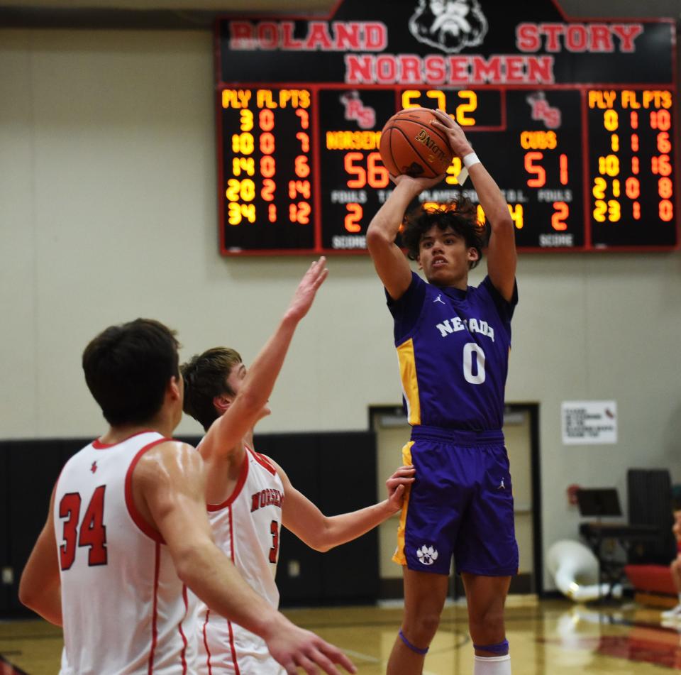 Jacob Khounsourath put up 26 points in a losing effort for Nevada against 2A No. 4 Roland-Story Tuesday in Story City. The Cubs fell in an exciting 85-80 battle.