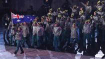 <p>Scotty James leads Australia out into the PyeongChang Olympic Stadium!</p>