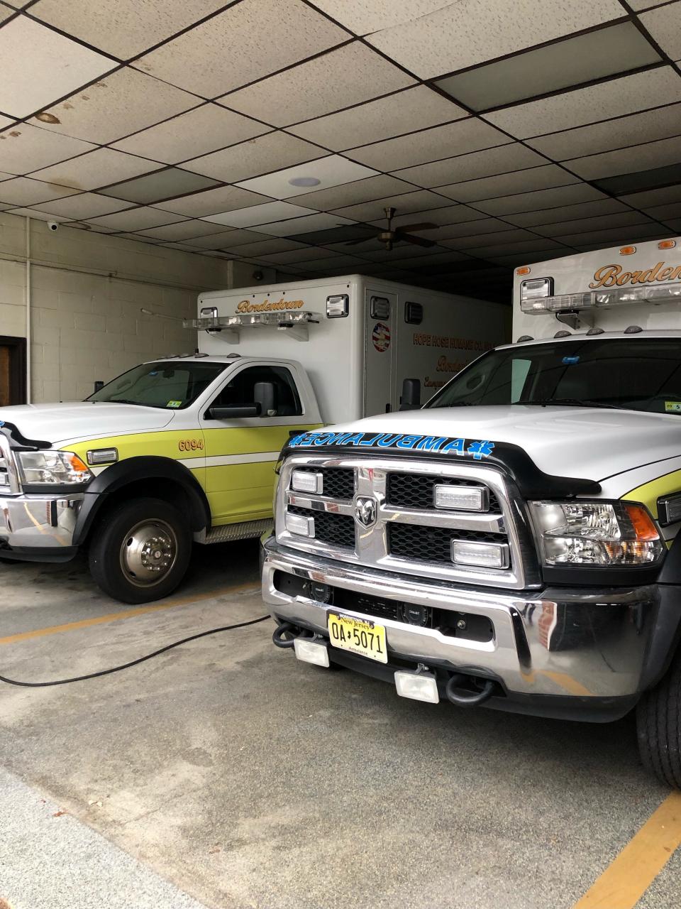 Bordentown Township  EMS vehicles wait for calls at a fire taion and serve