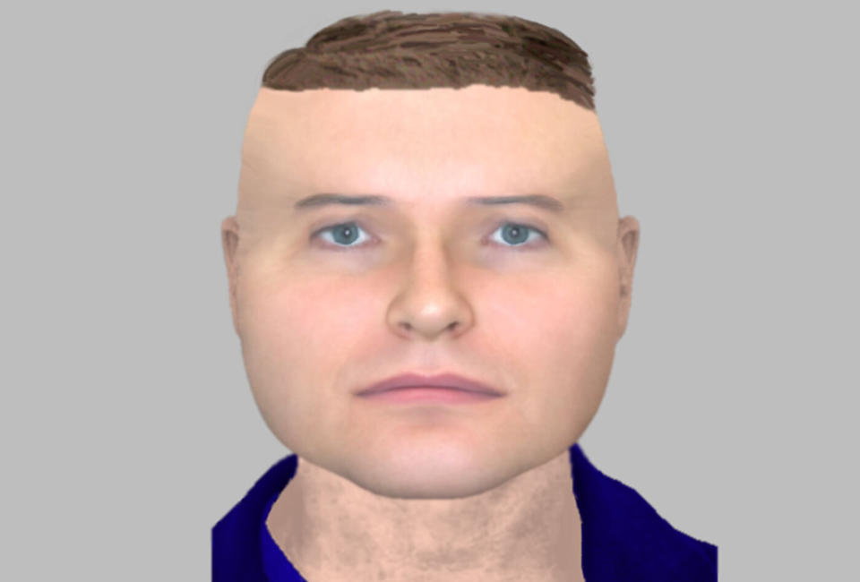 Northampton people say this computer-generated police photo looked like a Lego figure. He is a suspect in a burglary.