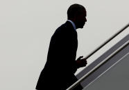 <p>President Obama boards Air Force One, June 16, 2016, at Andrews Air Force Base, Md., for trip to Orlando, Fla. (AP/Pablo Martinez Monsivais) </p>