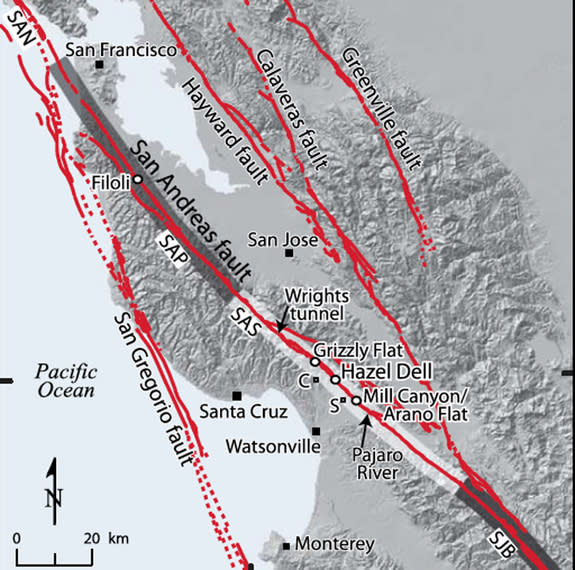 Geologists mapped the San Andreas Fault in the Santa Cruz Mountains using a combination of on-the-ground observations and lidar, a remote-sensing technology.