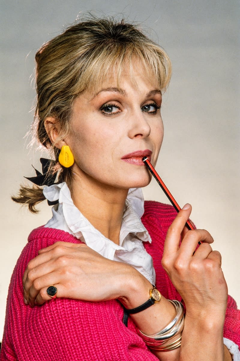 Joanna Lumley pictured with peach eyeshadow