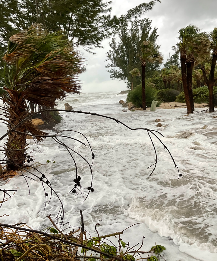 Storm surge from Hurricane Idalia has overwhelmed Casey Key Road north of Blackburn Point Road as seen in this photo from Wednesday morning.