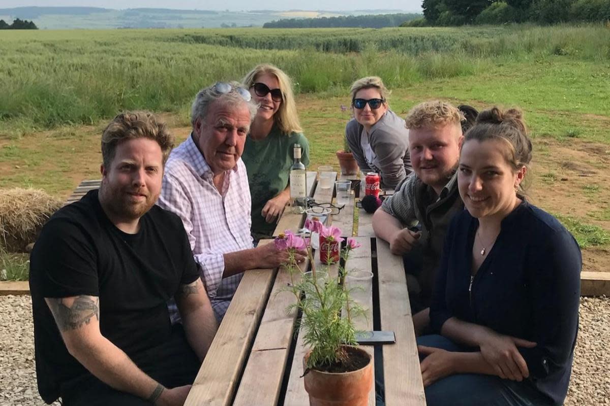 Jeremy Clarkson outside the bar at Diddly Squat Farm Shop. <i>(Image: Diddly Squat Farm Shop)</i>