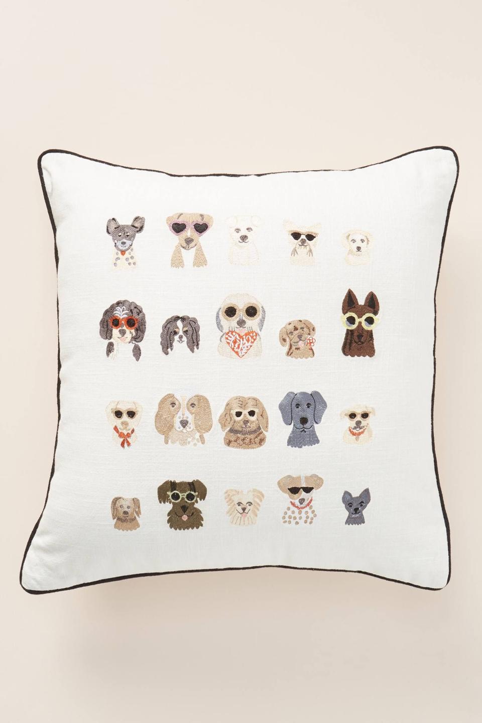 Dog Days Embroidered Pillow