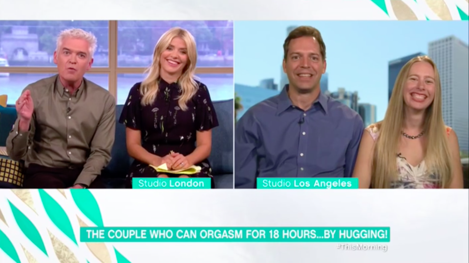 This couple appeared on This Morning to explain about their 18 hour orgasm [Photo: ITV/This Morning]