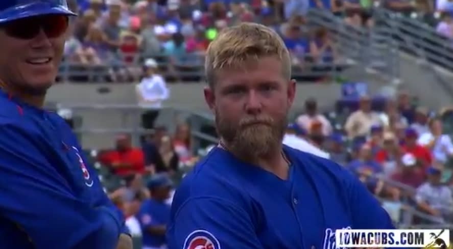 Taylor Davis’ stare says “Come hither.” (Twitter/@IowaCubs)