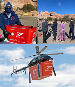 On Saturday, Jan. 22, Navajo Nation Vice President Myron Lizer (left) invited unmanned aircraft services company MissionGO and mobile health partner ZappCare (right) to demonstrate its first-ever medical and emergency cargo unmanned aircraft delivery.