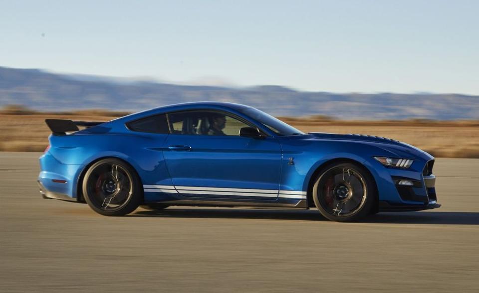 <p>Muscle cars are at that age where the need to add fiber to every meal is very important. Carbon fiber that is. The new <a href="https://www.caranddriver.com/ford/mustang-shelby-gt500" rel="nofollow noopener" target="_blank" data-ylk="slk:Ford Mustang GT500;elm:context_link;itc:0;sec:content-canvas" class="link ">Ford Mustang GT500</a> is the quickest yet, but even with a horsepower advantage, its 3.4-second run to 60 mph is still slower than the <a href="https://www.caranddriver.com/chevrolet/camaro-zl1" rel="nofollow noopener" target="_blank" data-ylk="slk:Chevy Camaro ZL1;elm:context_link;itc:0;sec:content-canvas" class="link ">Chevy Camaro ZL1</a>. However, quarter-mile time comparisons show the GT500 beating both the ZL1 and the <a href="https://www.caranddriver.com/reviews/a22666271/2019-dodge-challenger-srt-hellcat-redeye-first-drive/" rel="nofollow noopener" target="_blank" data-ylk="slk:Dodge Challenger Hellcat Redeye;elm:context_link;itc:0;sec:content-canvas" class="link ">Dodge Challenger Hellcat Redeye</a>.<a href="https://www.caranddriver.com/reviews/a35007721/2020-ford-mustang-shelby-gt500-by-the-numbers/" rel="nofollow noopener" target="_blank" data-ylk="slk:;elm:context_link;itc:0;sec:content-canvas" class="link "><br></a></p><p><a class="link " href="https://www.caranddriver.com/reviews/a35007721/2020-ford-mustang-shelby-gt500-by-the-numbers/" rel="nofollow noopener" target="_blank" data-ylk="slk:FULL MUSTANG SHELBY GT500 TEST RESULTS;elm:context_link;itc:0;sec:content-canvas">FULL MUSTANG SHELBY GT500 TEST RESULTS</a></p>