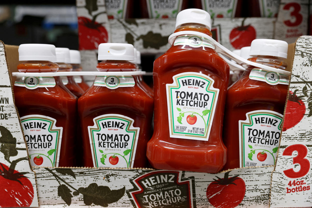 FILE PHOTO: Bottles of Heinz Tomato Ketchup, owned by the Kraft Heinz Company, are seen for sale in Queens, New York, U.S., November 16, 2021.
