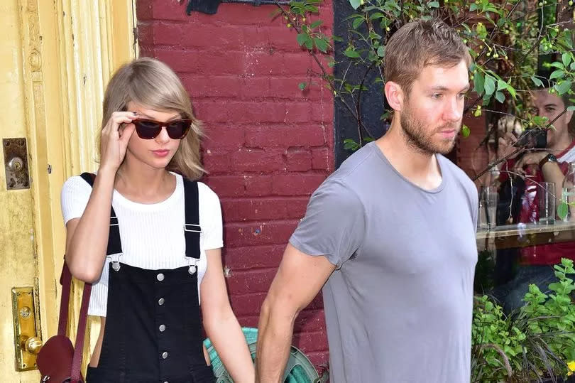 Taylor Swift and Calvin Harris leave the Spotted Pig restaurant on May 28, 2015 in New York City.