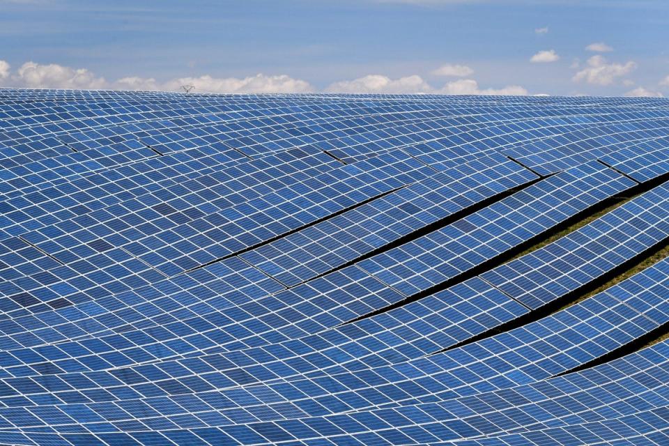 Photovoltaic solar panels at the power plant in La Colle des Mees, Alpes de Haute Provence, southeastern France, on 17 April, 2019 (Getty Images)