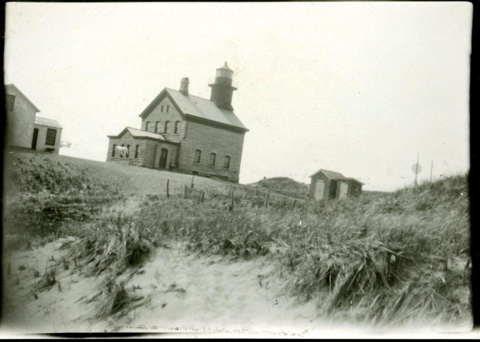 North Light, also known as Sandy Point Light, on Block Island, as seen in 1923.