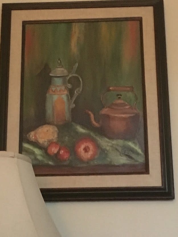 <div><p>"My great-grandma was a painter. My family has three of her paintings left amongst us, and I have this still-life."</p><p> —<a href="https://www.buzzfeed.com/susans592" rel="nofollow noopener" target="_blank" data-ylk="slk:susans592;elm:context_link;itc:0;sec:content-canvas" class="link ">susans592</a></p></div><span><a href="https://www.buzzfeed.com/susans592" rel="nofollow noopener" target="_blank" data-ylk="slk:buzzfeed.com;elm:context_link;itc:0;sec:content-canvas" class="link ">buzzfeed.com</a></span>