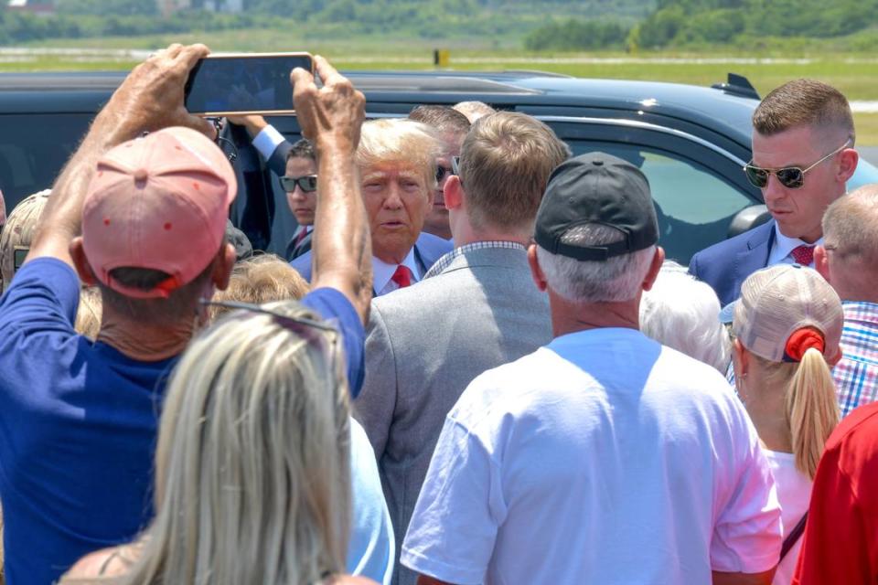 President Donald J. Trump arrives at the Columbus Airport on Saturday. Darrell Roaden/Special to the Ledger-Enquirer