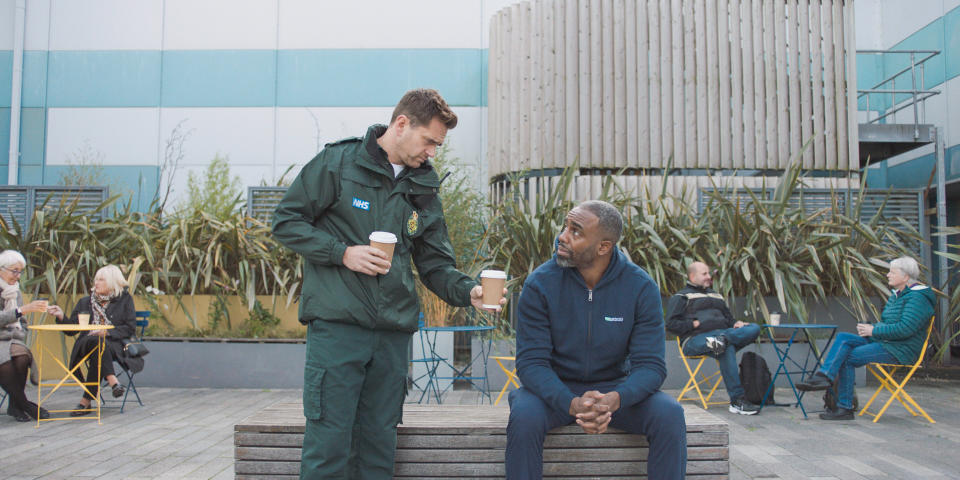 Iain Dean alone reaches out to Jacob in Casualty episode No Regrets.