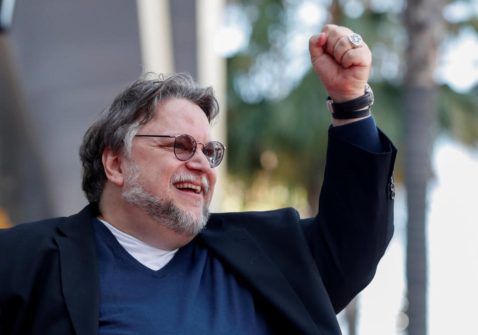 Mexican director Guillermo del Toro gestures during the unveiling of his star on the Hollywood Walk of Fame in Los Angeles, California, U.S., August 6, 2019. REUTERS/Mario Anzuoni