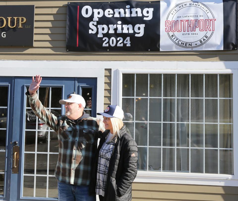 Aaron Jones and Carrie Law-Jones are opening a new restaurant in Rye called SouthPort Kitchen and Bar on Lafayette Road, as seen Wednesday, Feb. 7, 2024. The space was previously occupied by The Office Lounge.