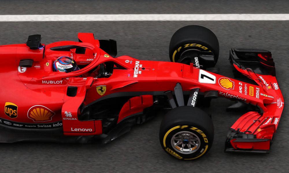 Kimi Raikkonen’s Ferrari in testing, with the halo protecting the cockpit