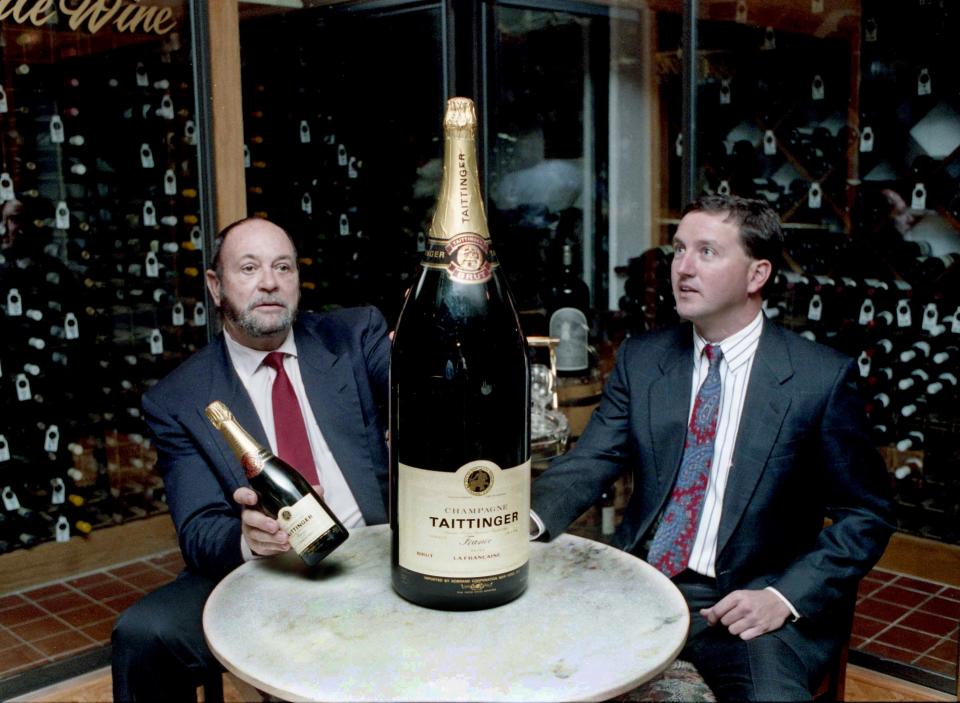 A 15-liter bottle of Taittinger champagne.