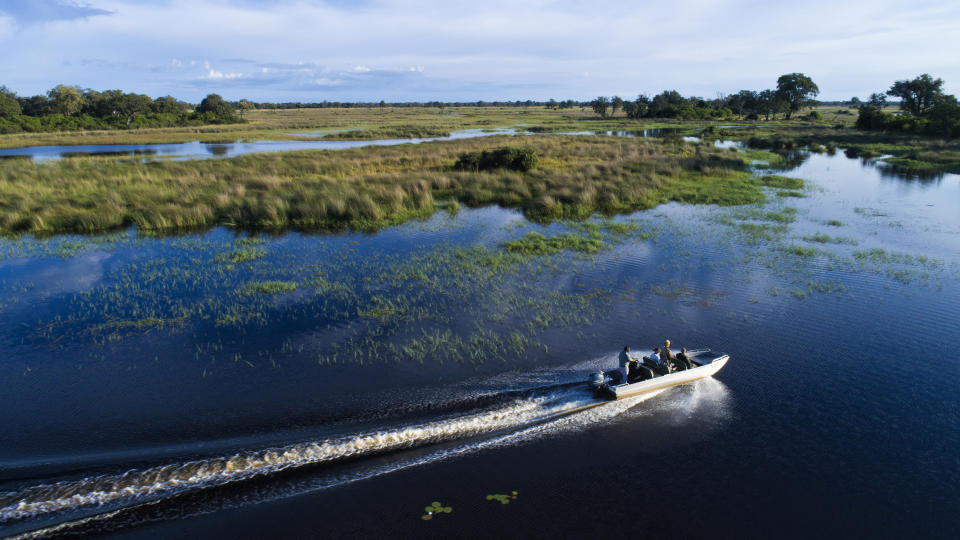 Boating in Okavango, North Island of Botswana