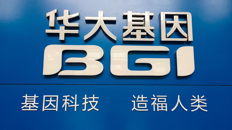 A signboard of Chinese genome giant BGI Group in Wuhan, China, photographed on September 10, 2018. - Sun Xinming/ICHPL Imaginechina/AP