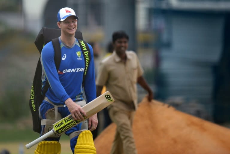 Australian captain Steve Smith smiles during a training session in Chennai, on September 16, 2017