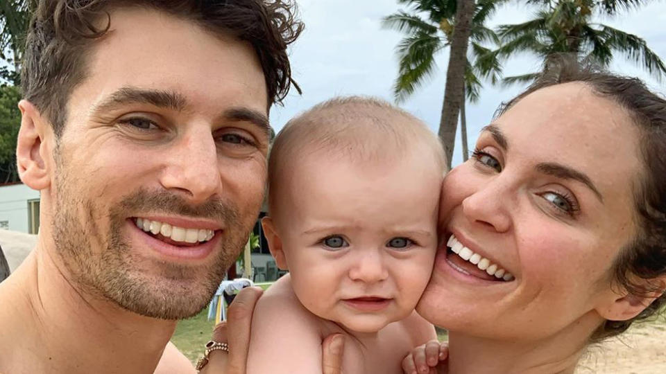 Bachelor star Matty J with Laura Byrne and daughter Marlie