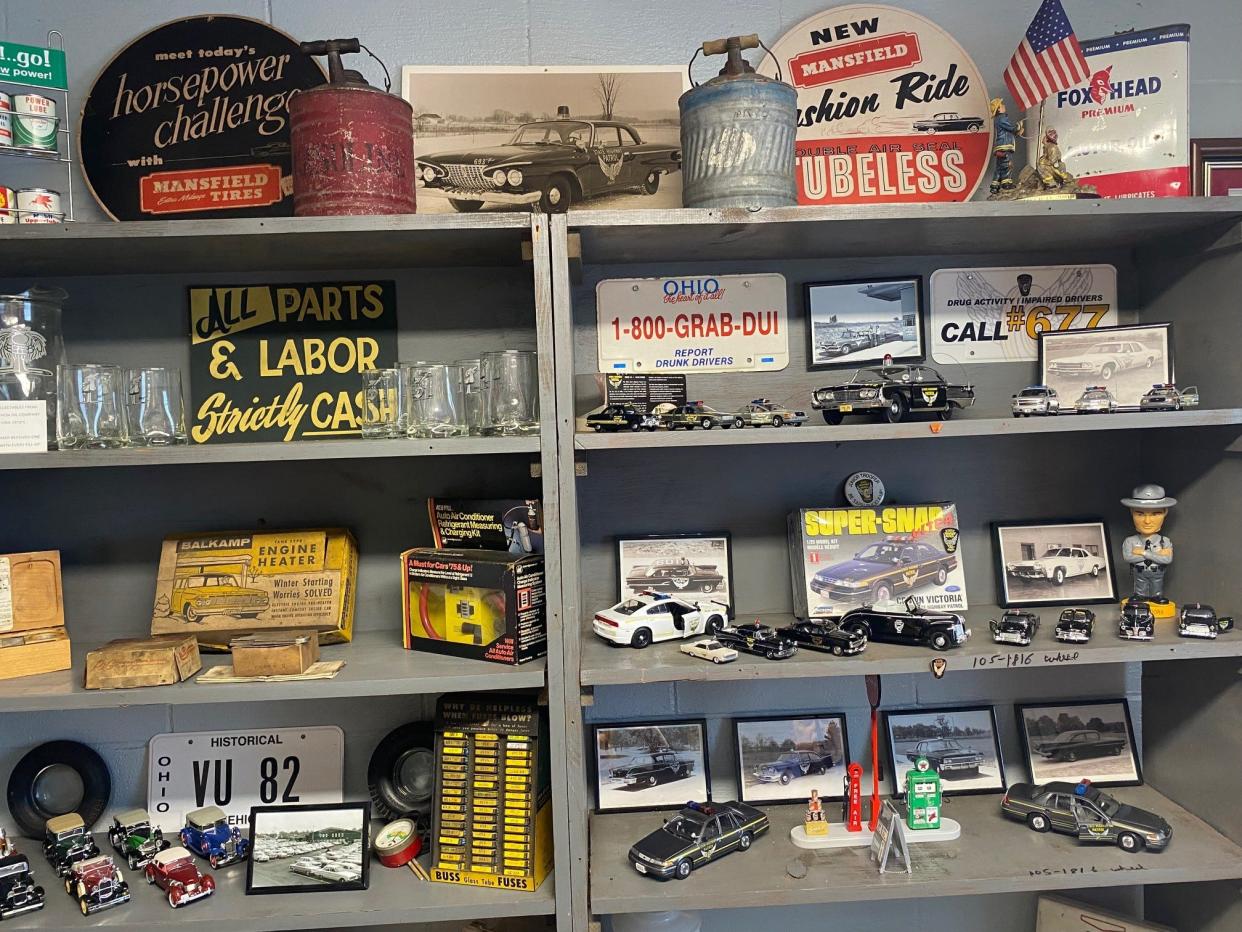 Mansfield businessman Johnny Matthes' collection includes small police and highway patrol memorabilia as his nephew is a trooper.