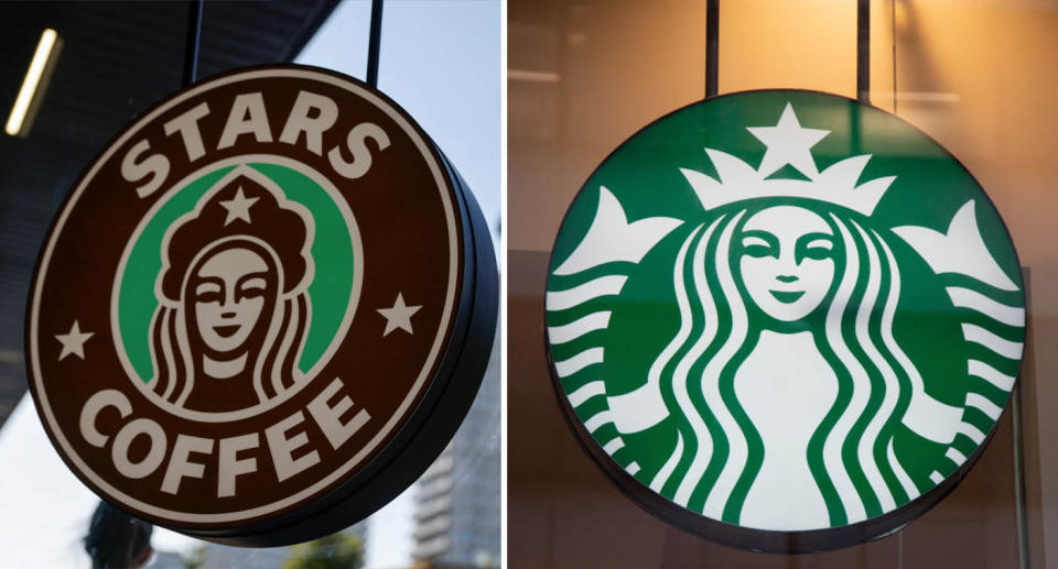 The two logos compared - do you see any similarities? Source: Reuters/ Getty
