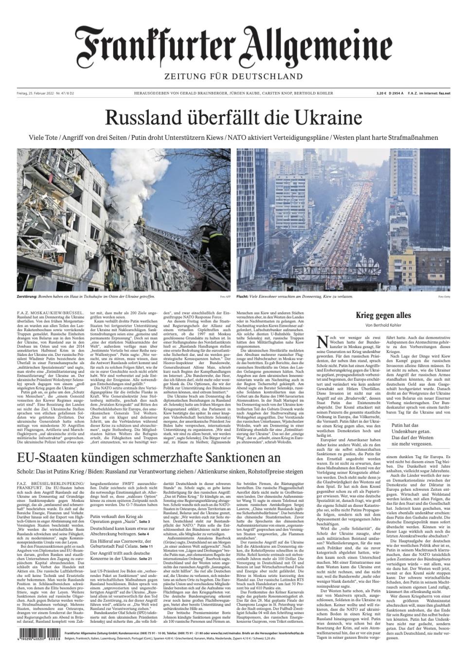 Newspaper Coverage of Russian Forces Invading Ukraine