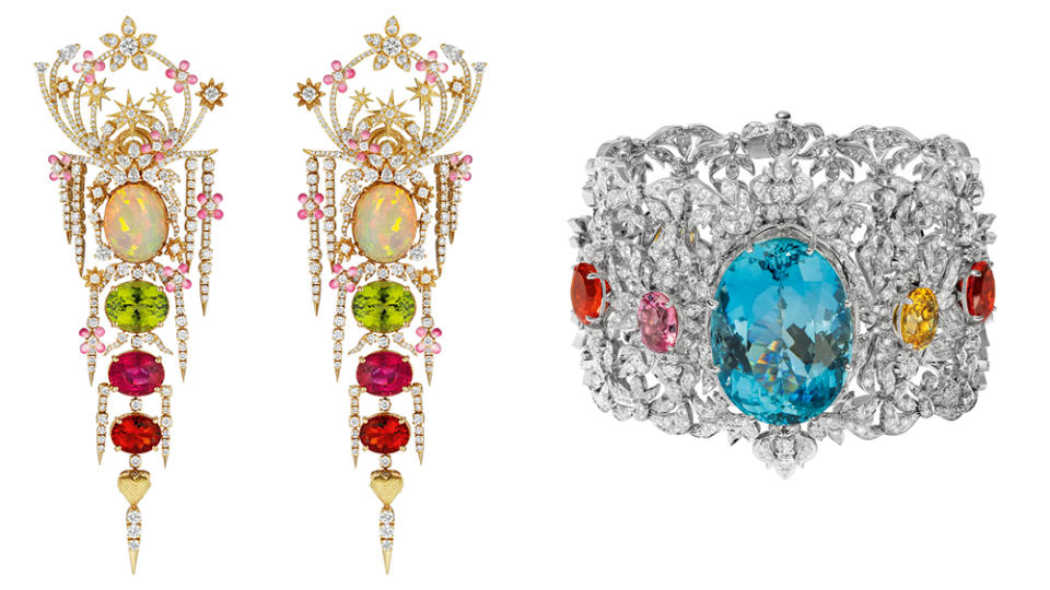 Colorful earrings and a ring from the Grand Tour-inspired collection. - Credit: Gucci