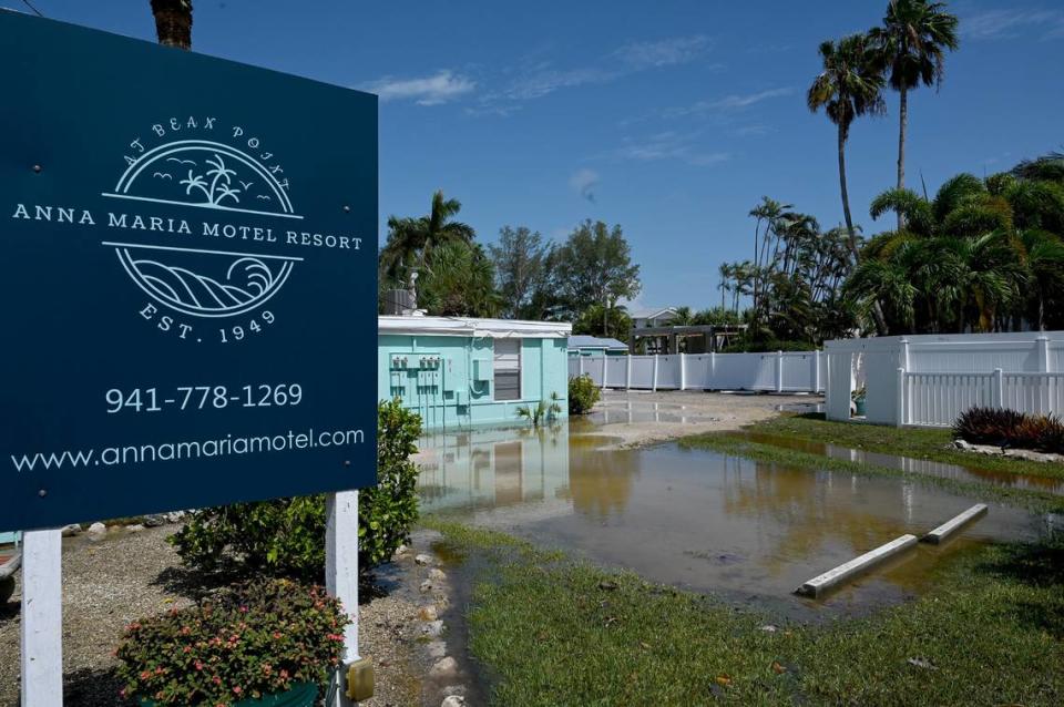 The Anna Maria Motel Resort suffered water damage from flooding from Hurricane Idalia, shown here after the hurricane passed on August 31, 2023.