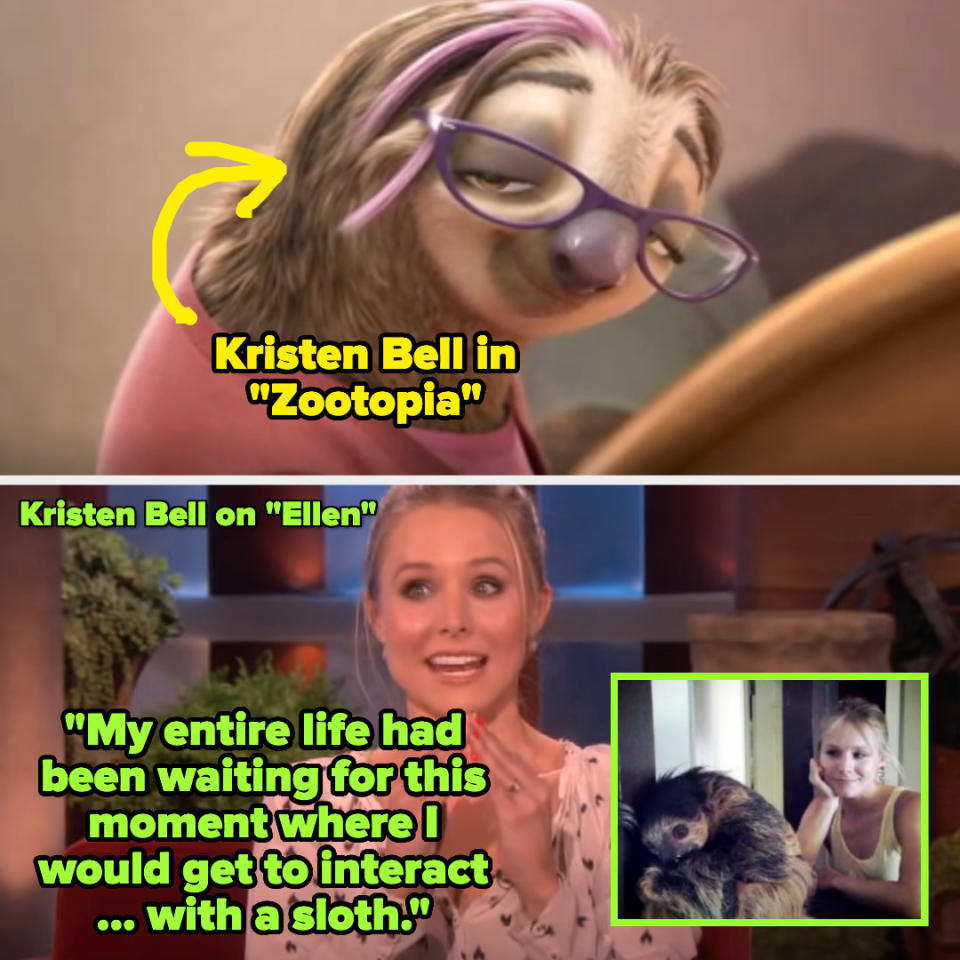 Kristen's character in Zootopia and Kristen on The Ellen DeGeneres Show