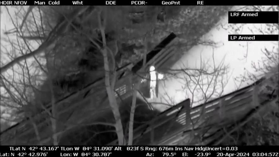 Video shows arrest of double homicide suspect in Lansing. (Video still: Michigan State Police)