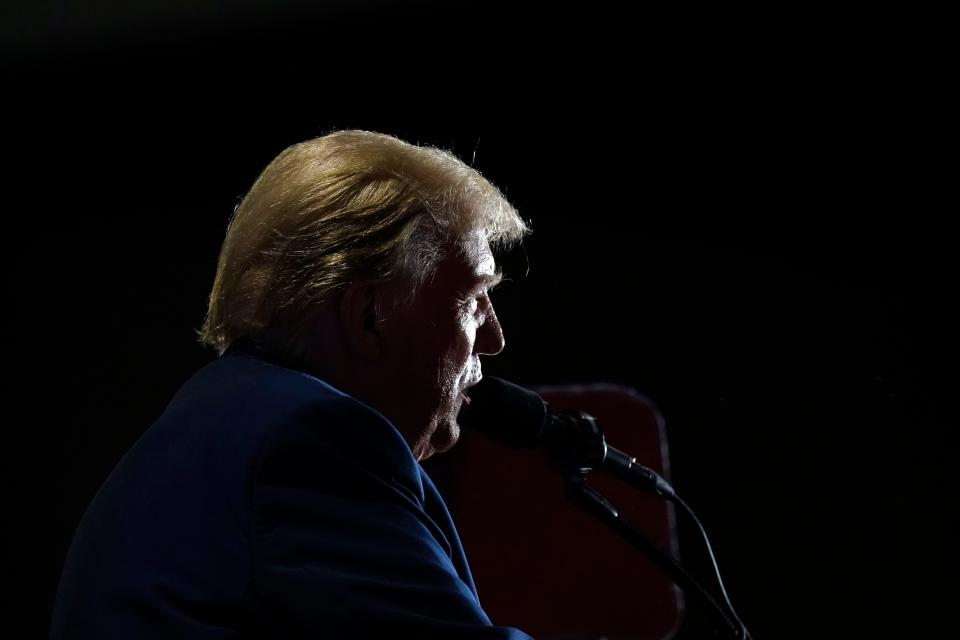 Republican presidential candidate former President Donald Trump speaks at a campaign rally Saturday, March 2, 2024, in Richmond, Virginia.