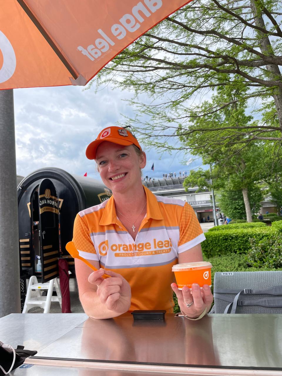 Orange Leaf frozen yogurt is a new food item at Indianapolis Motor Speedway during the Indy 500 this year.