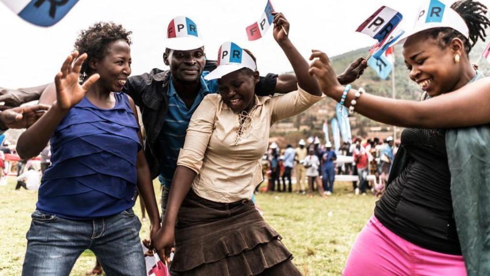 Supporters of the ruling party celebrate in 2017