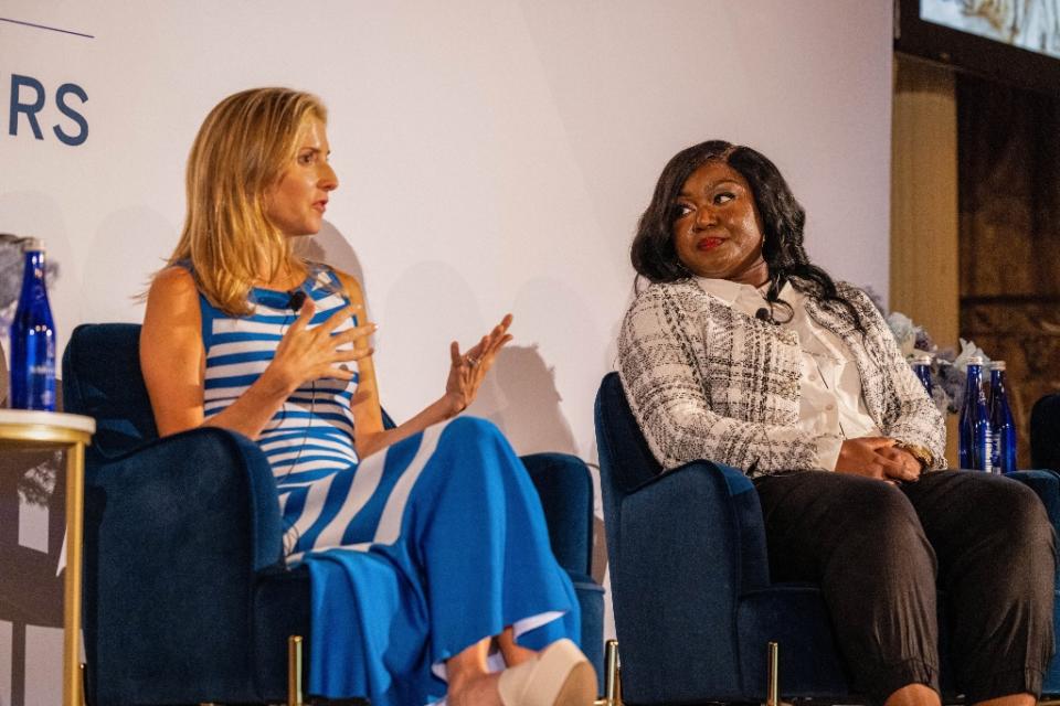 Marina Larroudé and Amina Means at FN CEO Summit at the Plaza Hotel on August 3rd, 2022 in New York City, New York. - Credit: Kreg Holt