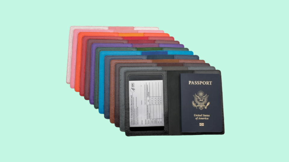 This nifty passport holder doubles as a vaccine card carrier.