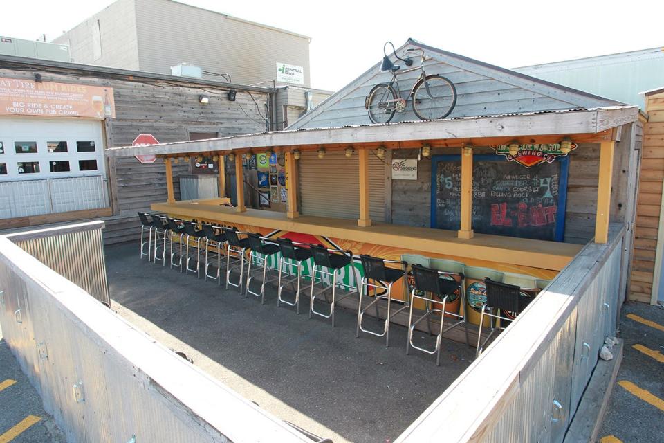 During warmer months, customers can sit on the patio at El Bait Shop in downtown Des Moines.