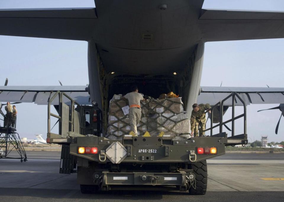 The US military has dispatched humanitarian aid from its regional hub in Djibouti (AP)