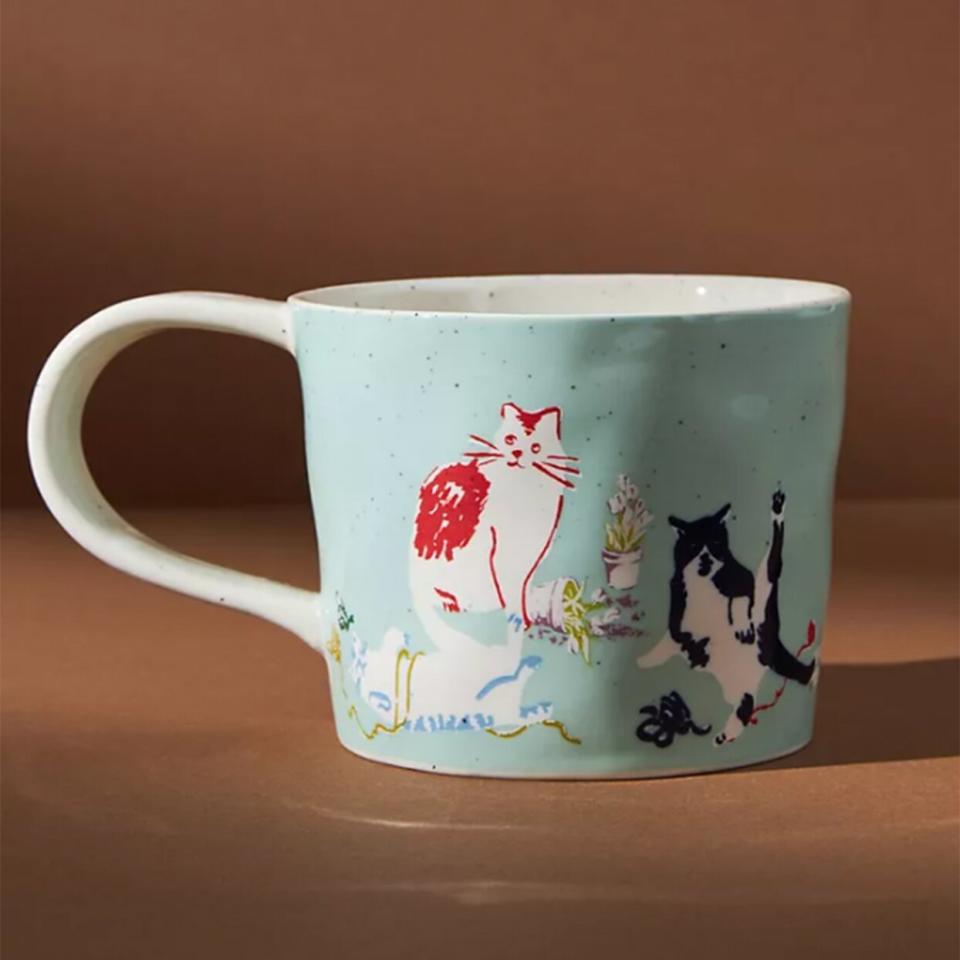 anthropologie cat mug